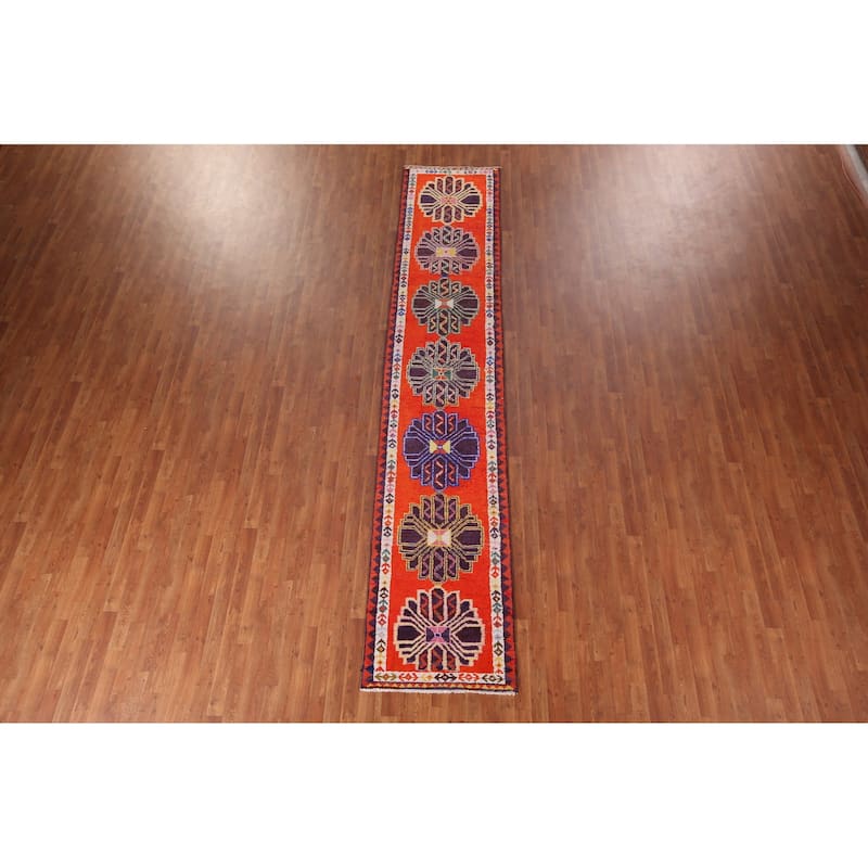 Anatolian Vintage Runner Rug Handmade Silk Carpet - 2'8"x 13'7"