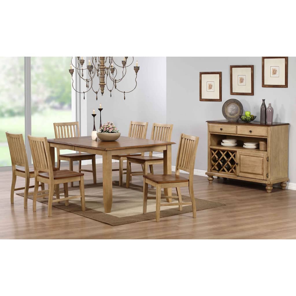 30 in. H, 9 -Piece Brown Rectangle Wood Top with High Slat Back 8 Seating Dining Room Set