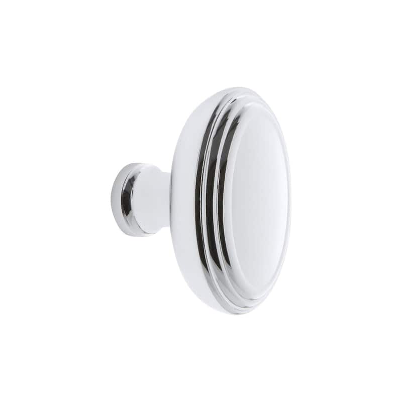 Grandeur ANNE-BRASS-KNOB Anneau 1-3/4" Solid Metal Classic Flat Oval - Bright Chrome