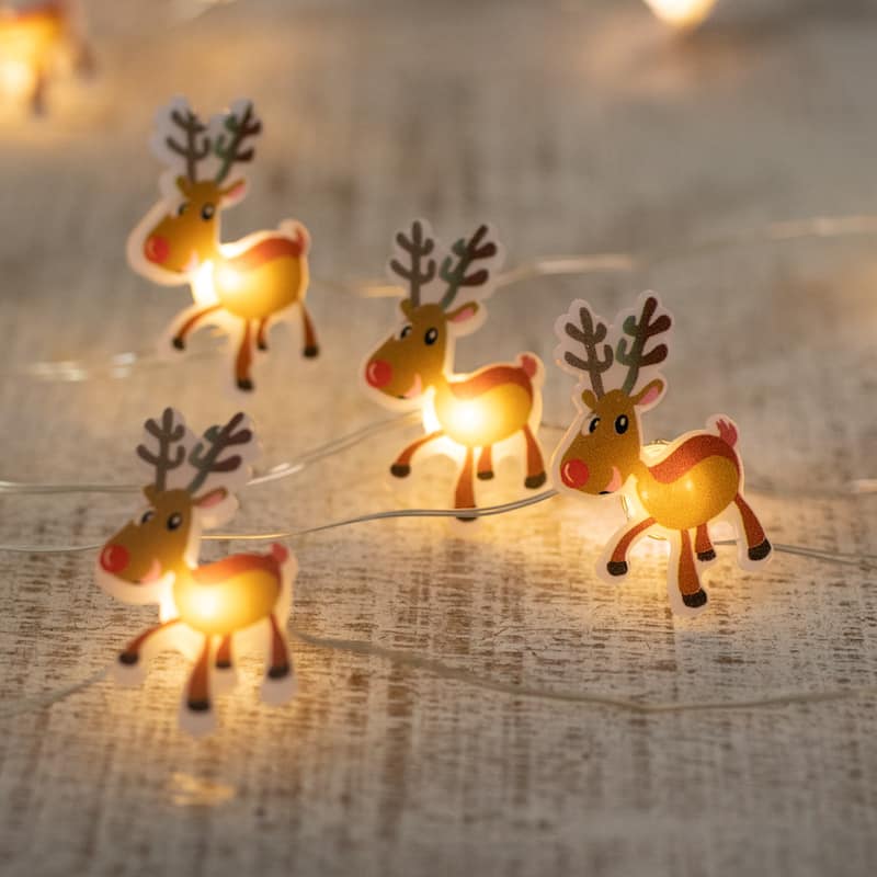 20-Count LED Reindeer Micro Christmas Light Set 6ft Clear Wire - 6'