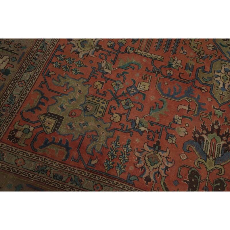 Hand Knotted Oriental 100% Wool Carpet Traditional Medallion Coral Tabriz Area Rug - 10' 9'' X 7' 8''