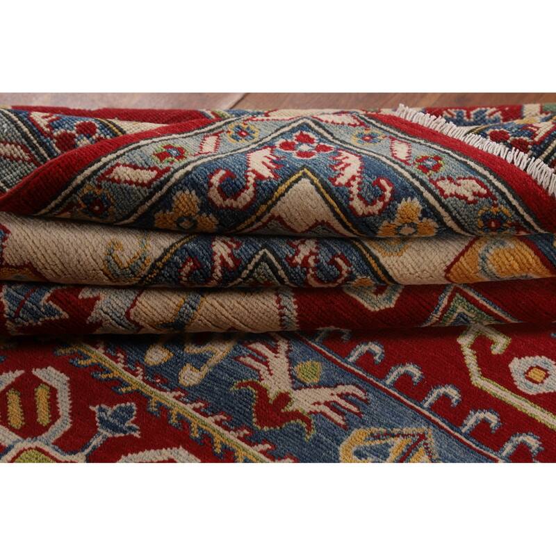 Red Traditional Kazak Oriental Area Rug Hand-Knotted Wool Carpet - 6'7" x 9'8"