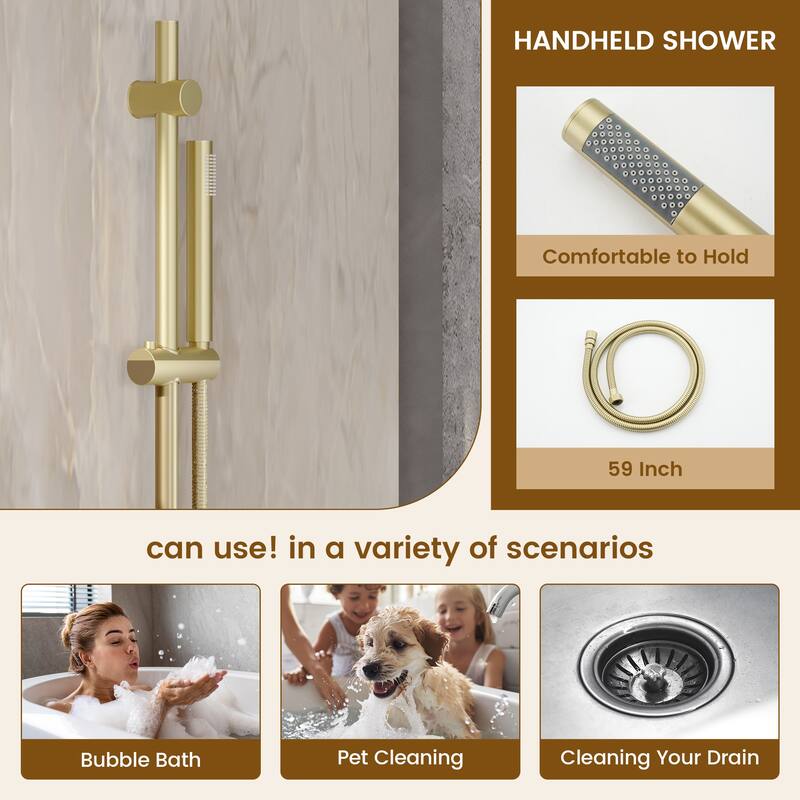 3-Spray Pressure Balanced 10 in. Wall Mount Fixed and Handheld Dual Shower Head 2.5 GPM with Adjustable Slide Bar and 3-Body Jet