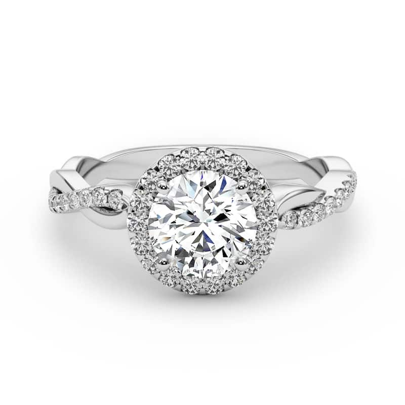 Auriya 14k White Gold Lab Grown Round Diamond Halo Engagement Ring 0.50 to 5.00 ct. tw. (F-G VS)