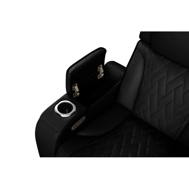 Jazz 117"W Leather Aire Power Reclining Sectional Sofa w/Power Headrest, Bluetooth Speakers, LED, USB, Storage & Cupholders