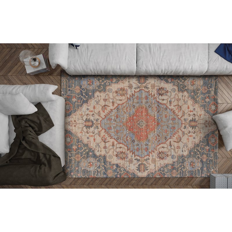 Copper Grove Dasaki Hand-woven Jute Vintage Blue Rug - 3'3" x 5'3" - Slate