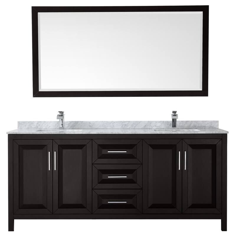 Daria 80-inch Double Vanity, Marble Top, 70-inch Mirror