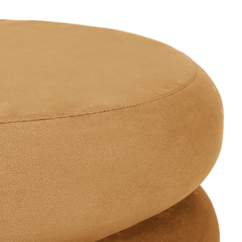 Adeco Round Storage Ottoman with Removable Lid, Vanity Velvet Footrest