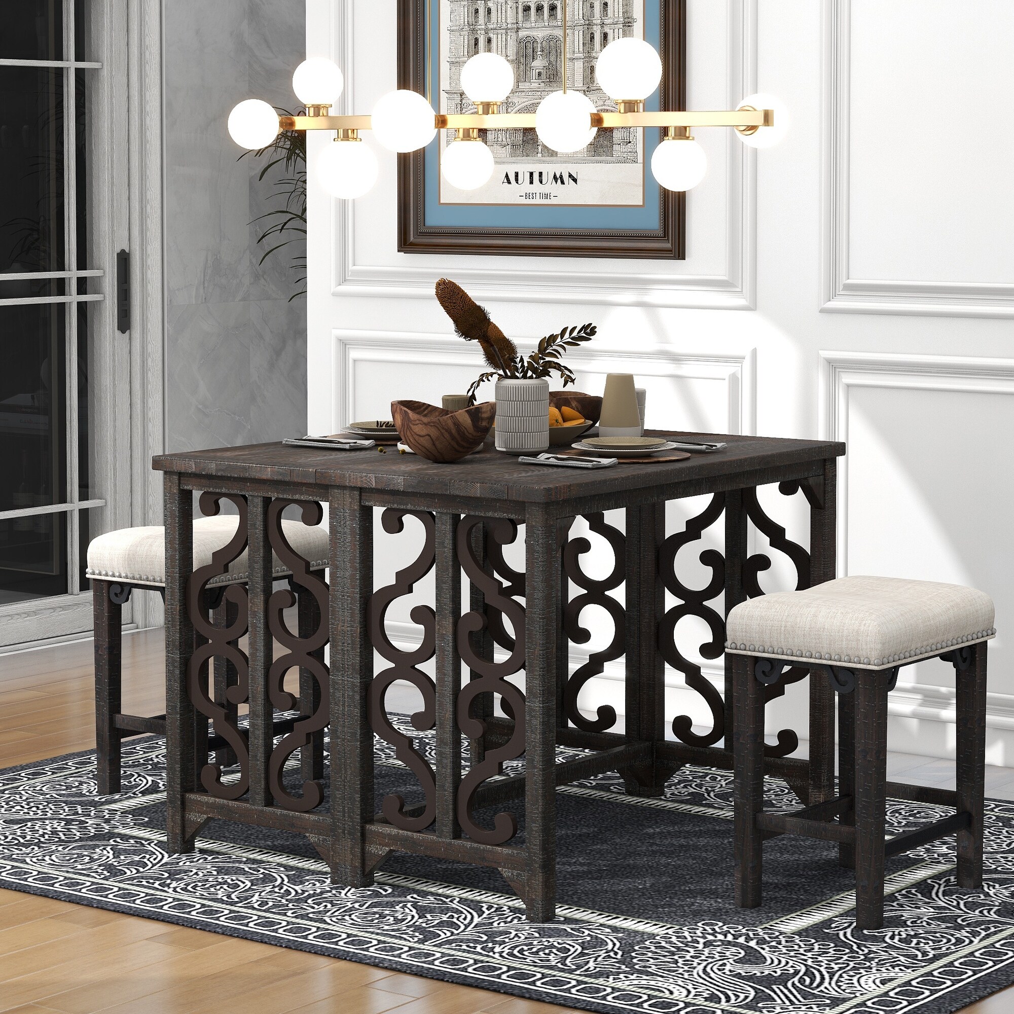 3 piece espresso dining best sale set