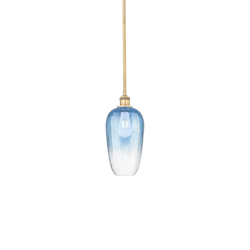 Innovations Lighting 616-1S-15-7 Brookhaven Flute Pendant Brookhaven - Brushed Brass / Sapphire Blue