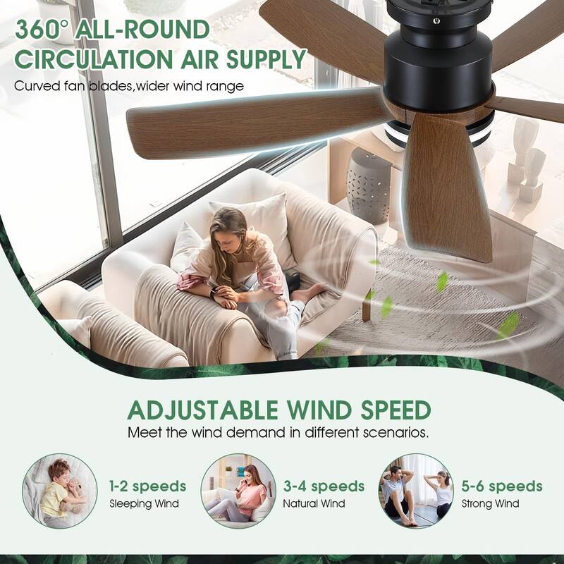 41 Inches Ceiling Fan with Light,5 ABS Blades,Flush Mount Low Profile Ceiling Fan with LED Light and Remote - 41 Inches