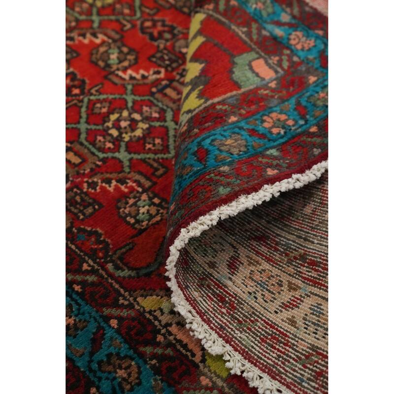 Hand Knotted Oriental 100% Wool Carpet Traditional Geometric Red Ardebil Runner Rug - 11' 3'' X 2' 8''