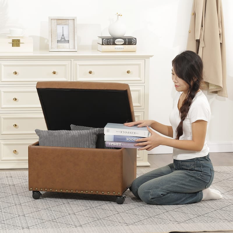 Adeco High End Classy Tufted Storage Ottoman Bench Footstool