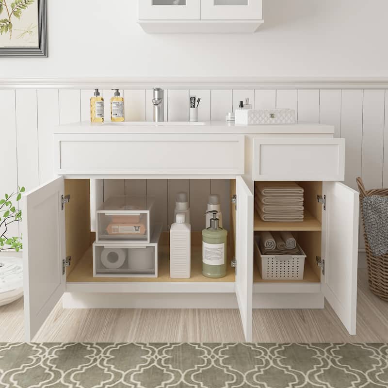 Vanity Art 48" Birch Freestanding Bathroom Vanity Cabinet without Top