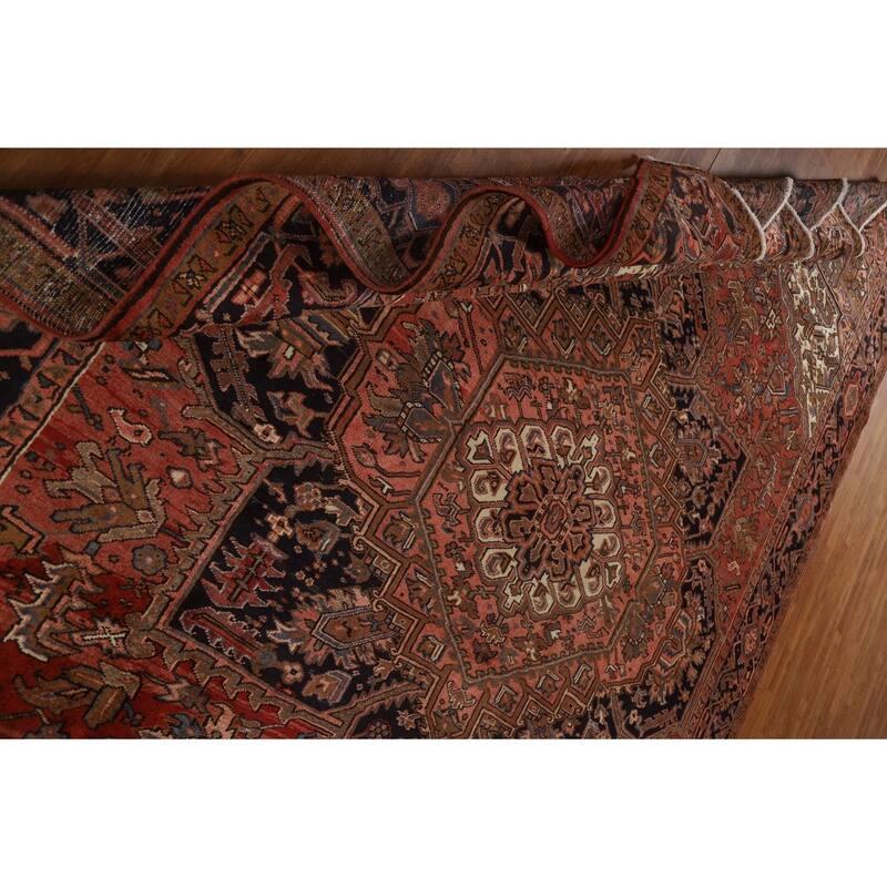 Hand Knotted Oriental 100% Wool Carpet Traditional Medallion Red Heriz Area Rug - 12' 9'' X 10' 0''