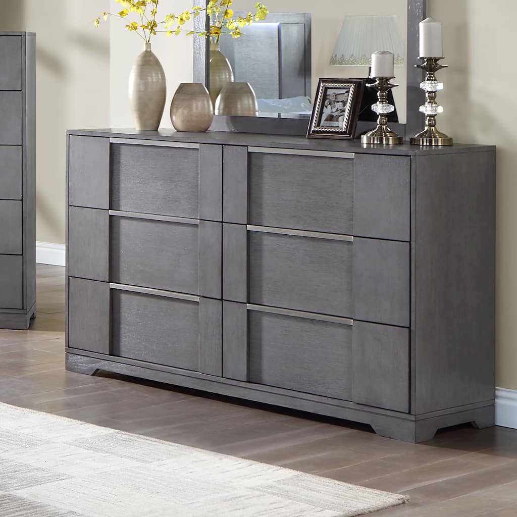 Furniture of America Tona Contemporary Grey Wood 6-Drawer Dresser
