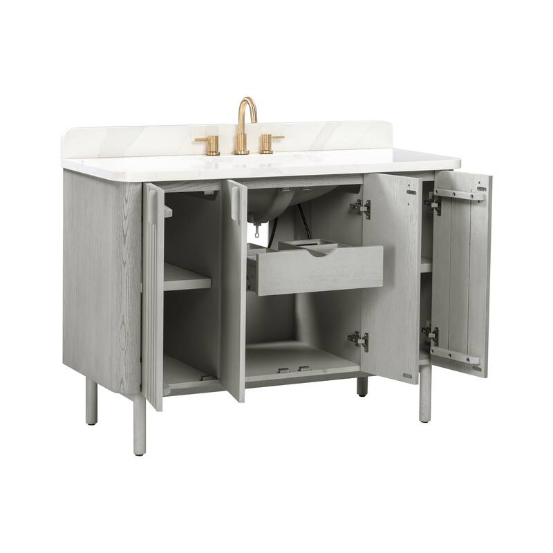 Avanity Blakely 49 in. Vanity Combo in Gray Oak finish with Calacatta Quartz Top