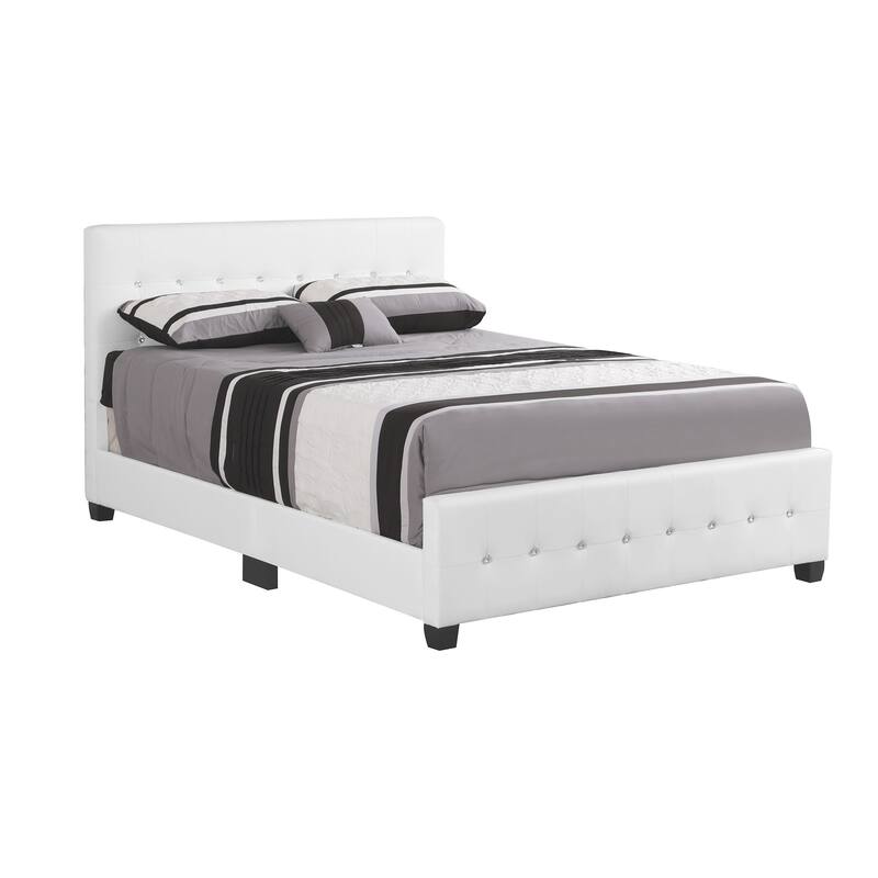 Full Button Faux Leather Panel Bed - 83" - White