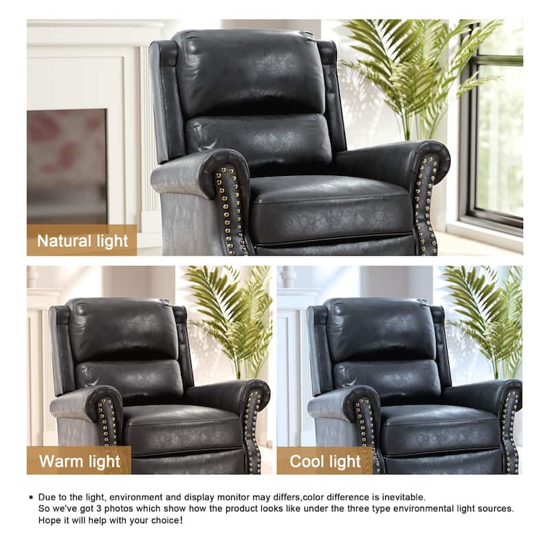 Nail-head Padded Seat Pushback Recliner Chair