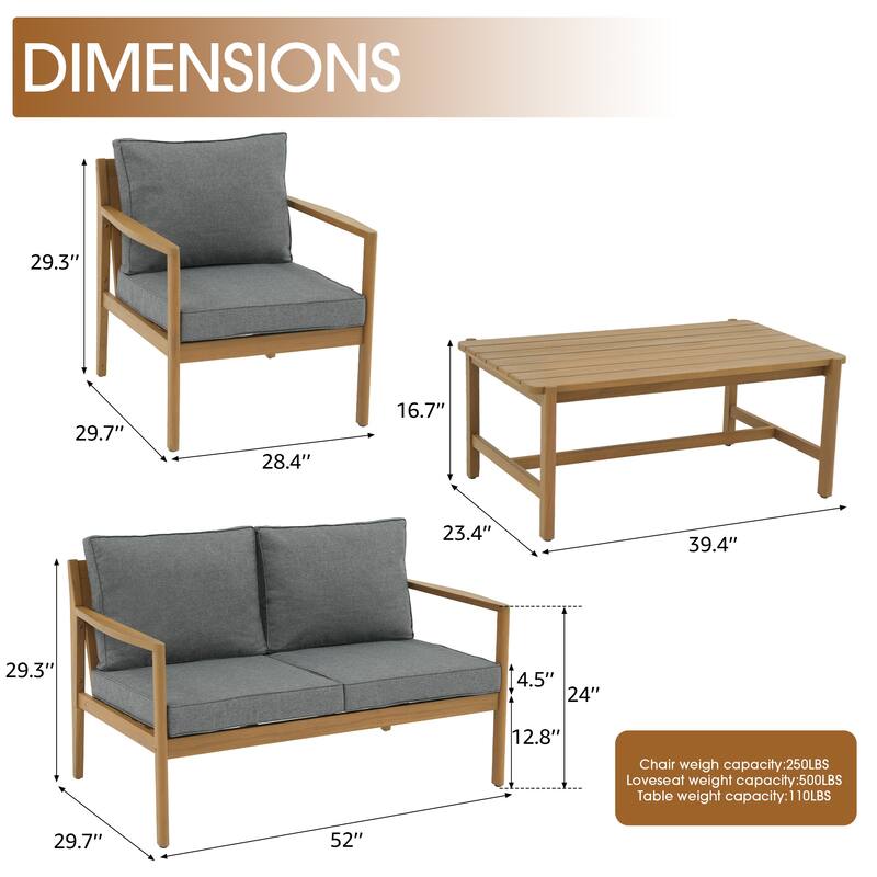 Outdoor 4 Piece Leisure Solid Wooden Chair Set