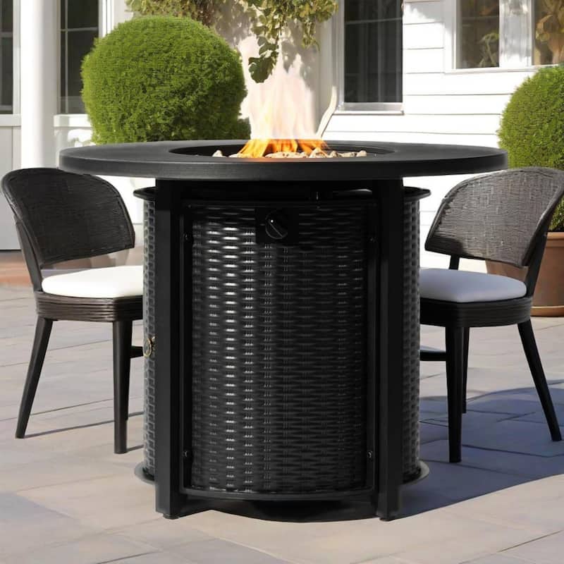 32" Propane Gas Fire Pit Table 50000 BTU Round Steel Fire Pit