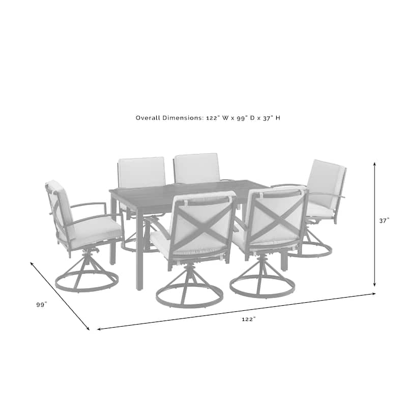 Crosley Kaplan 7Pc Outdoor Dining Set - 122"W x 99"D x 37"H
