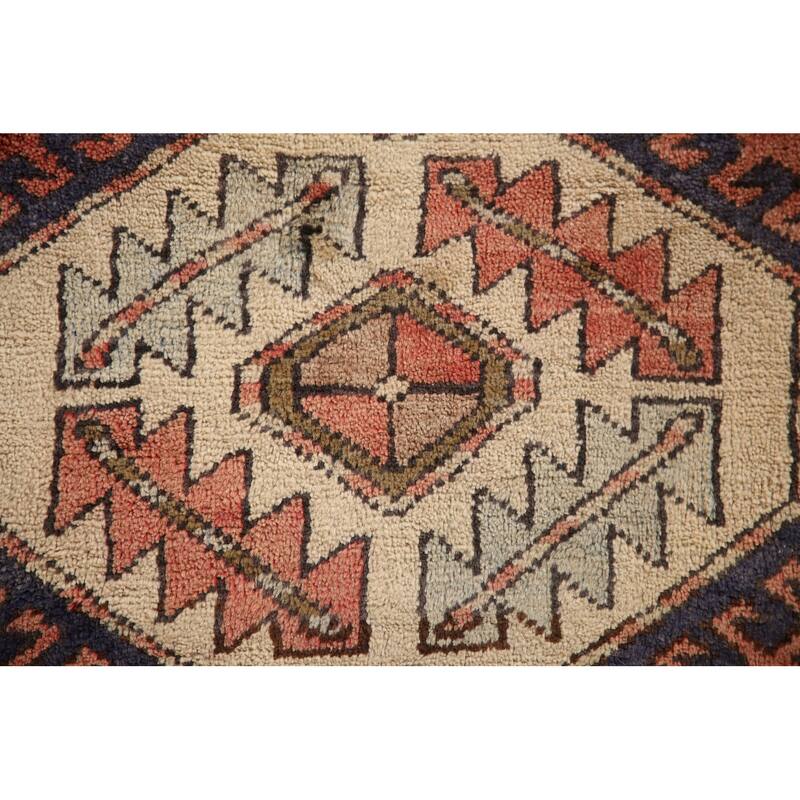 Vegetable Dye Tribal Orange Heriz Persian Vintage Runner Rug - 3'6"x 10'7"