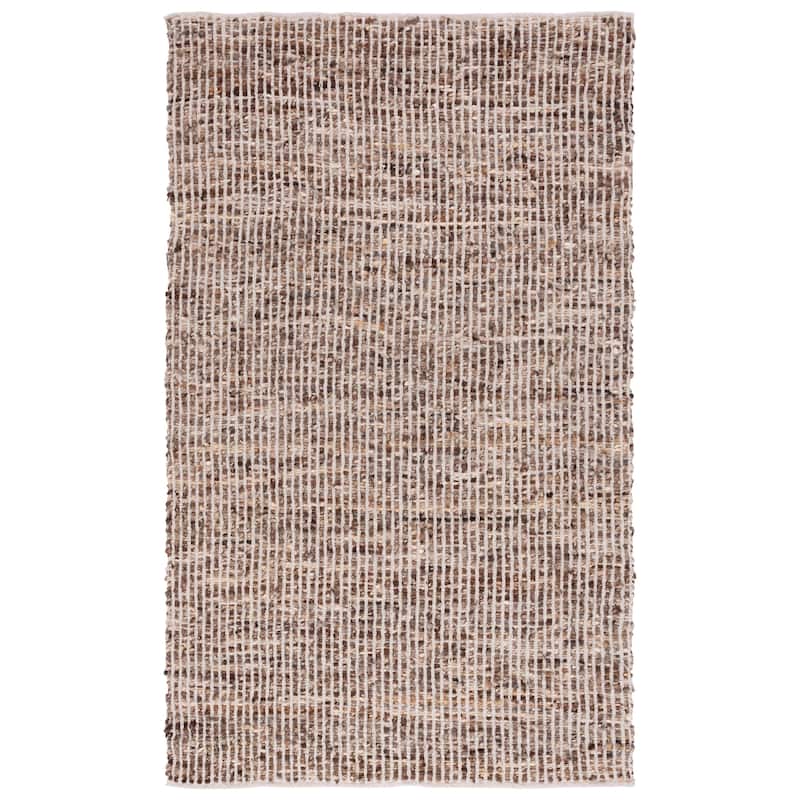 SAFAVIEH Handmade Natura Suzannah Wool & Jute Rug - 6' Square - Ivory/Taupe