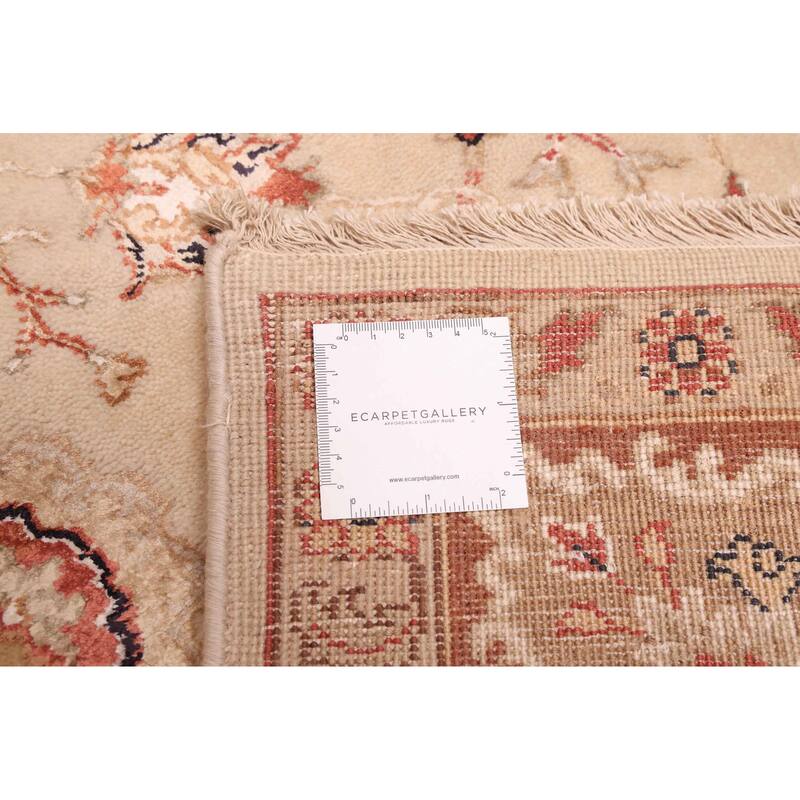 ECARPETGALLERY Hand-knotted Mirzapur Beige Silk, Wool Rug - 5'5 x 7'8