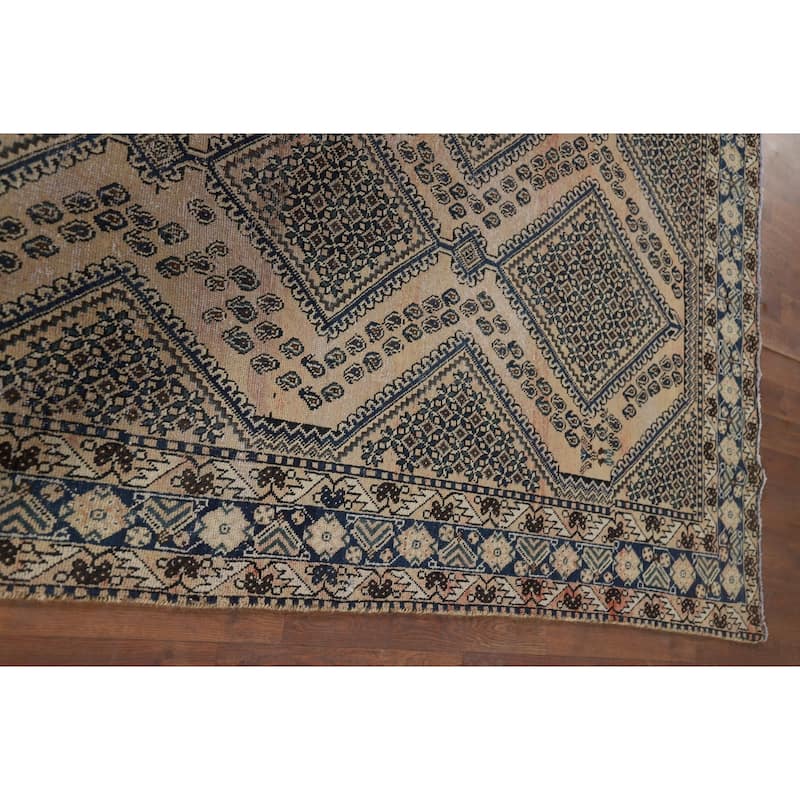 Distressed Bakhtiari Vintage Persian Area Rug Hand-Knotted Wool Carpet - 7'0" x 9'8"