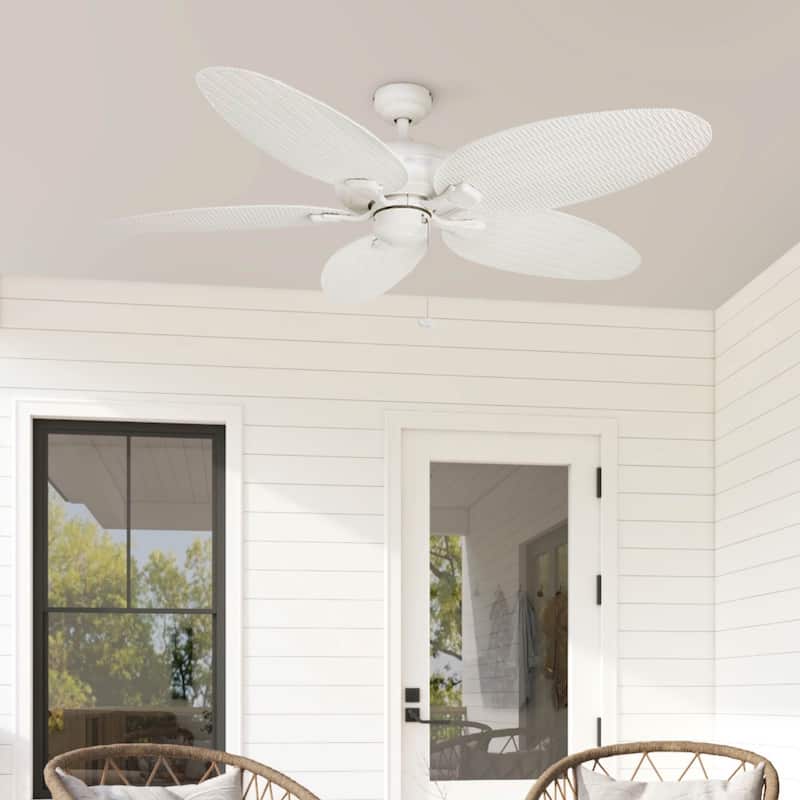 52" Honeywell Duval White Indoor/Outdoor Ceiling Fan with No Light, Pull Chain