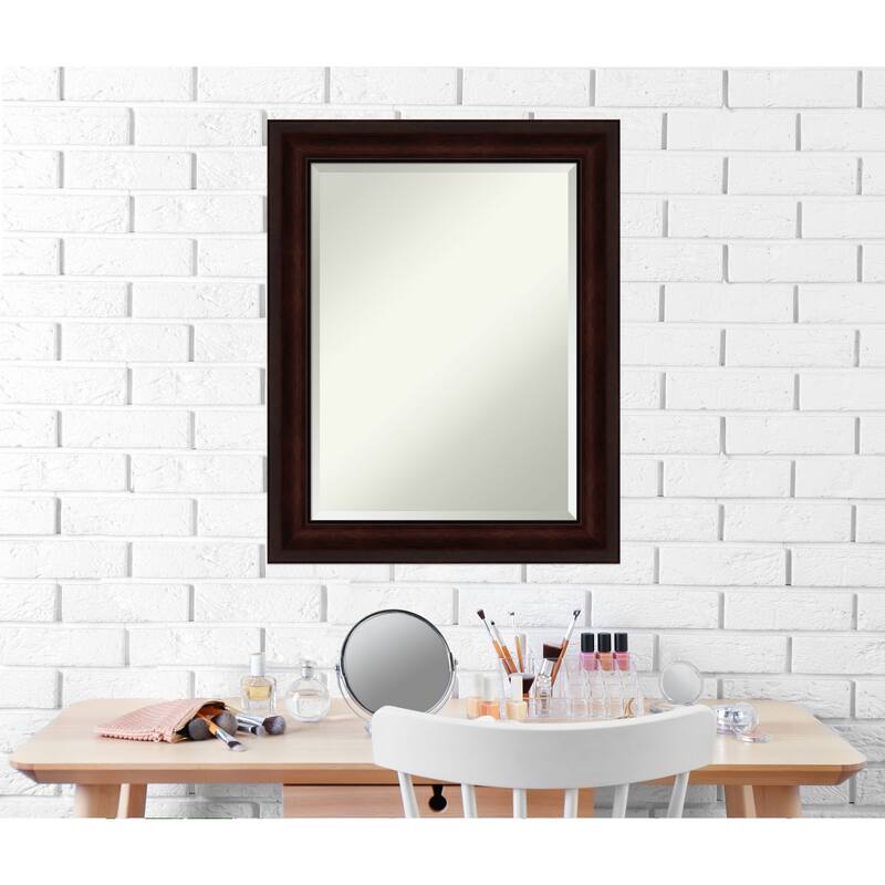 Beveled Wall Mirror - Coffee Bean Brown Frame - Coffee Bean Brown