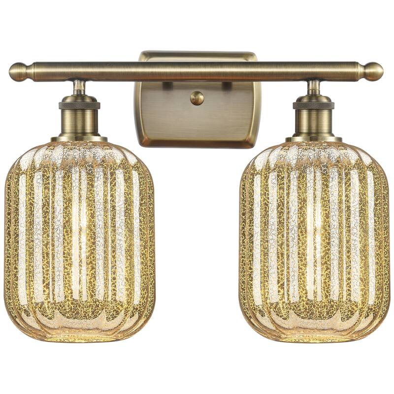 Innovations Lighting Endless Possibilities Ballston - Preston - 2 Light 17" Jar Shade Bath Vanity Light - Antique Brass/Mercury