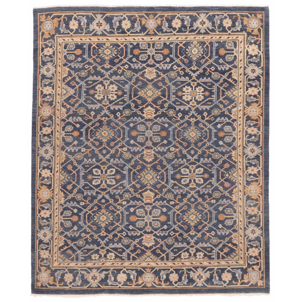 ECARPETGALLERY Hand-knotted Finest Agra Jaipur Dark Navy Wool Rug - 8'2 x 9'11