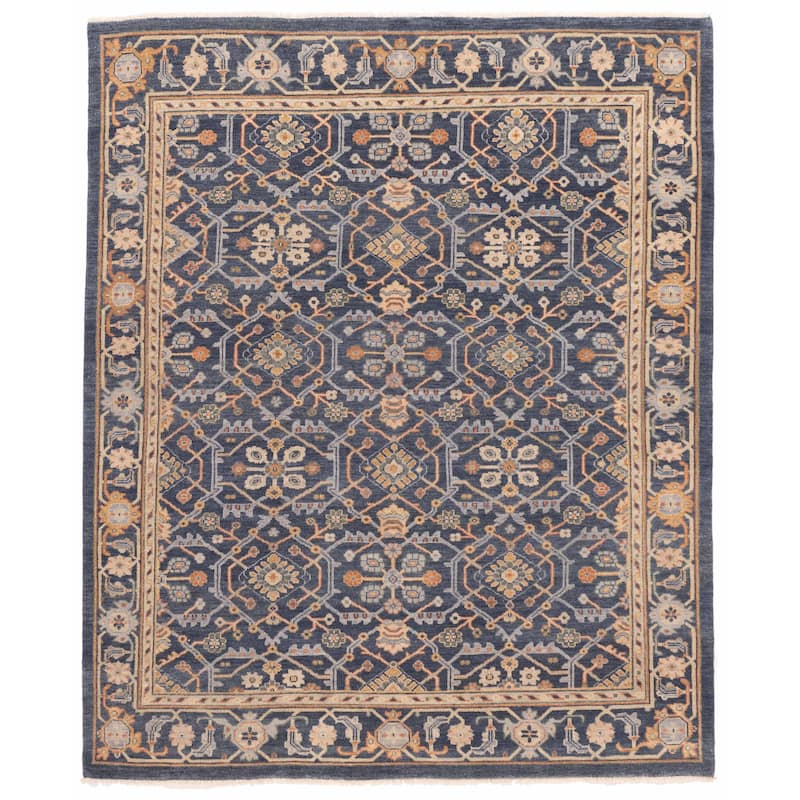 ECARPETGALLERY Hand-knotted Finest Agra Jaipur Dark Navy Wool Rug - 8'2 x 9'11
