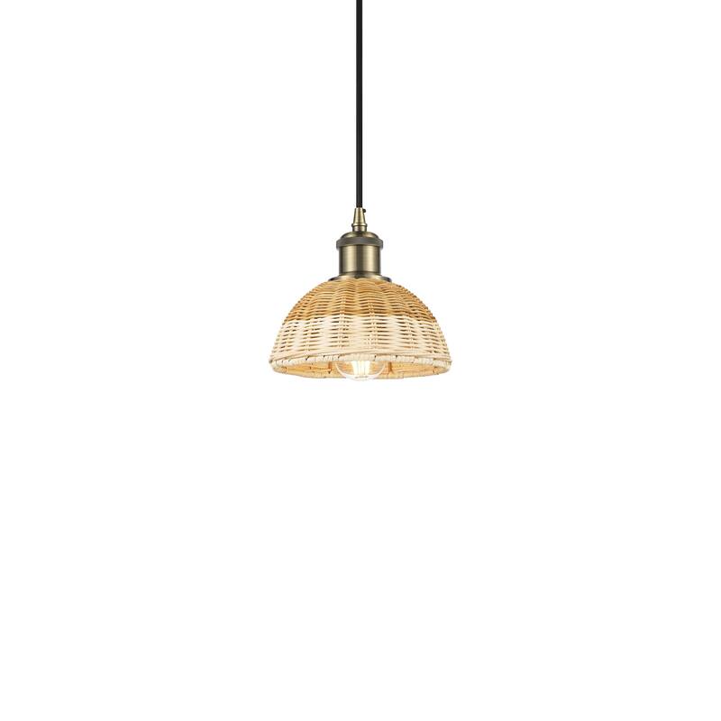 Innovations Lighting 516-1P-7-8 Bristol Natural II Pendant Bristol - Antique Brass / Natural