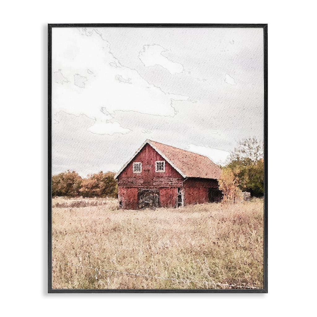 Stupell Red Barn Country Terrain Framed Giclee Art Design By Susan Ball