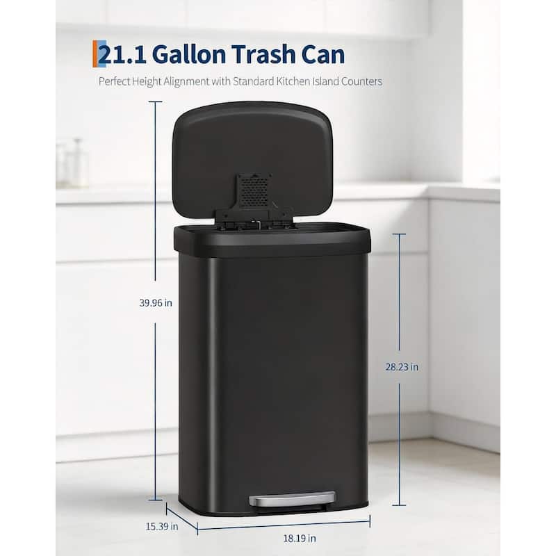 Metal Step-on Trash Can, with Lid