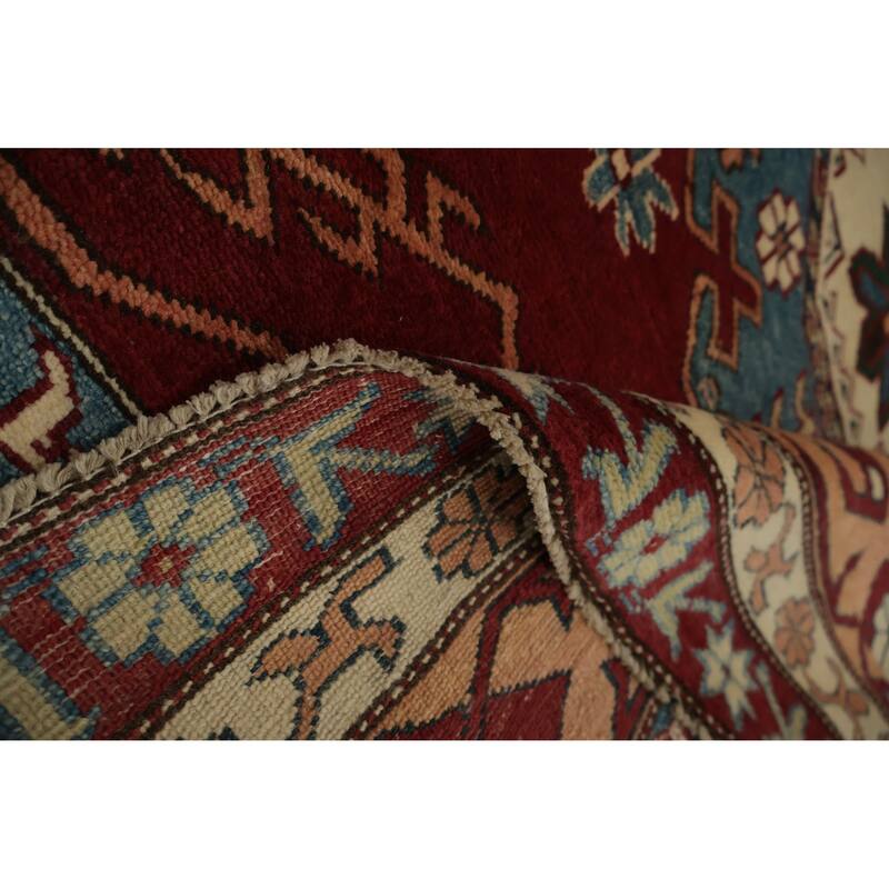 Hand Knotted Oriental 100% Wool Carpet Traditional Geometric Red Super Kazak Area Rug - 8' 5'' X 5' 3''