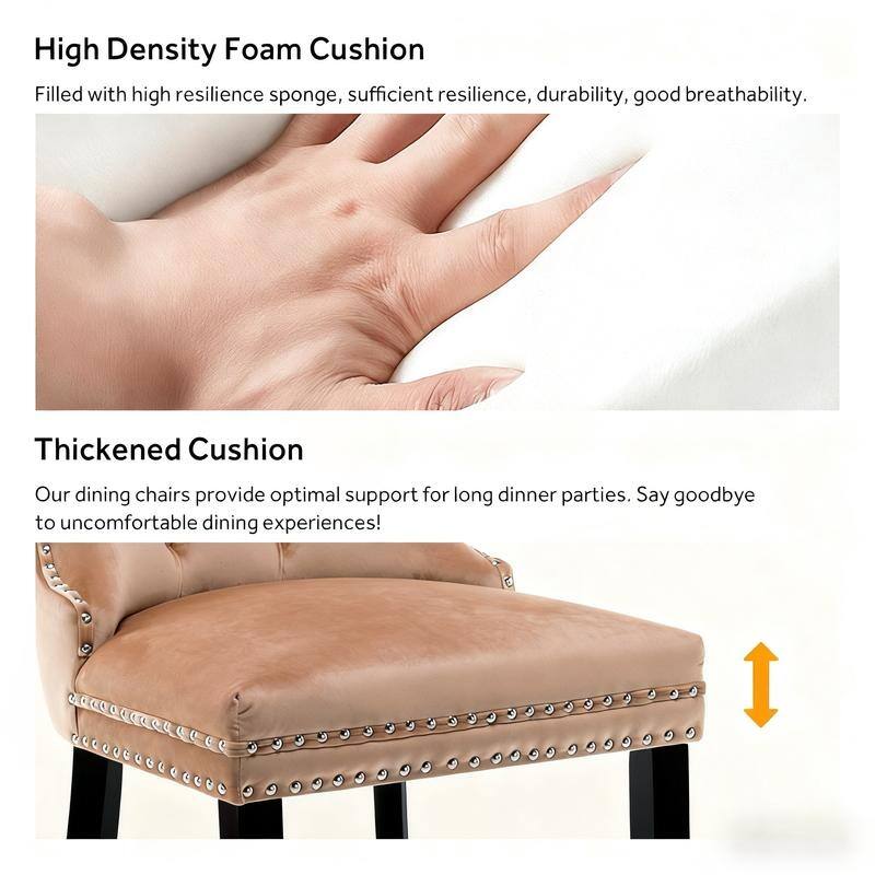 High-end Tufted Velvet Upholstered Nailhead Dining Chair Set of 6