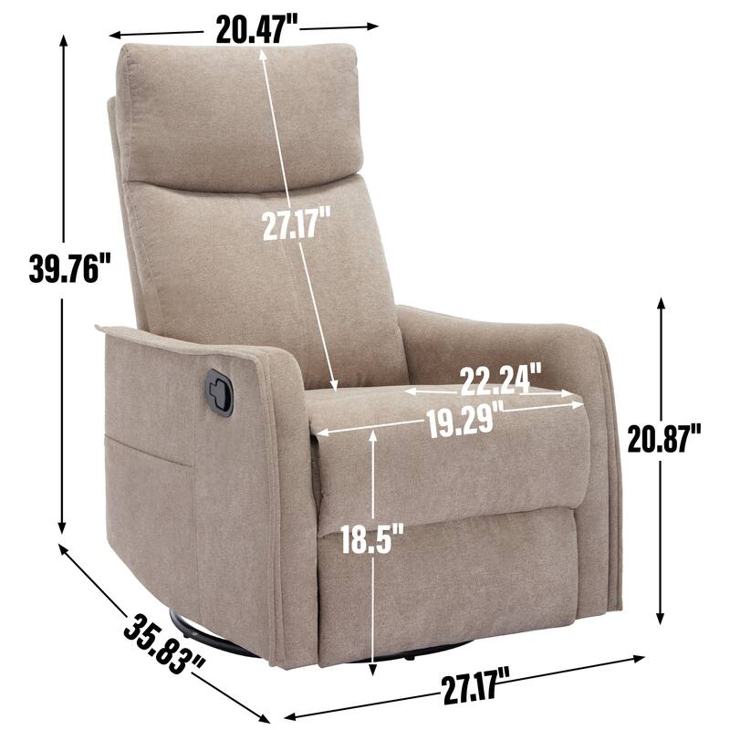 Heat Massage Manual Recliner Chair with 360° Swivel and Rocker Function