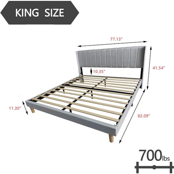 dimension image slide 6 of 34, Alazyhome Upholstered Platform Bed Frame
