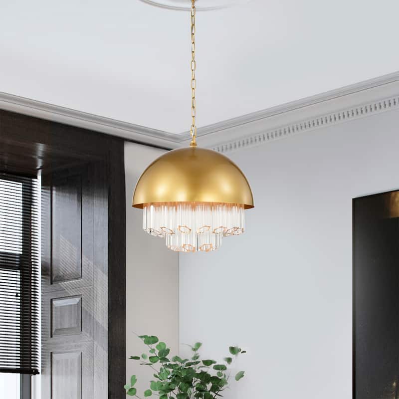 Wiskass 15 Inch Ripped Glass Shade Pendant Lighted Chandelier