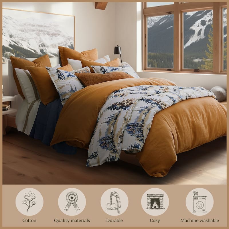 Paseo Road Acadia Cabin Bedding Woodland Lodge 3 Piece Reversible Comforter Set with Pillow Shams