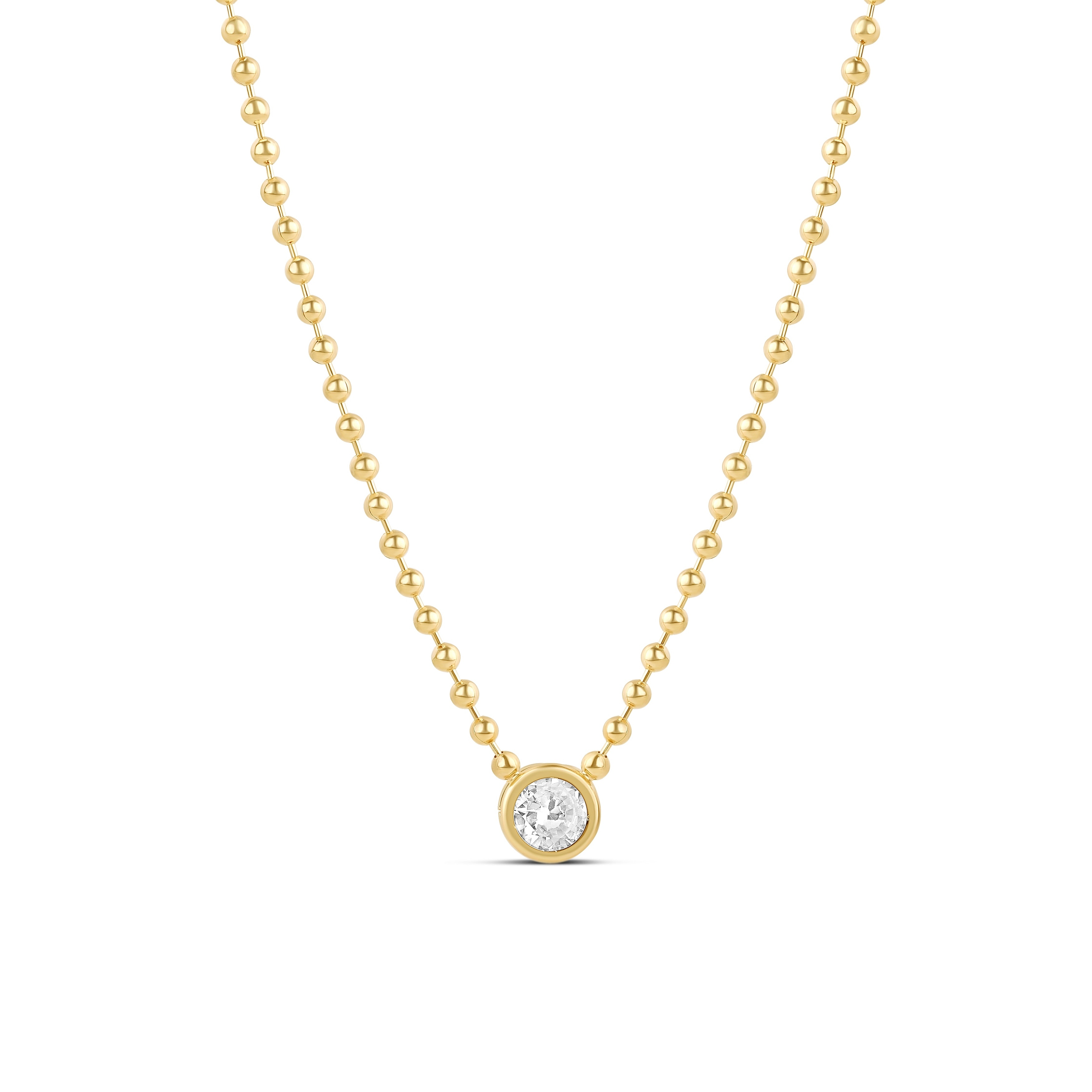 SHYMI Bezel Round Pendant Ball Chain Necklace