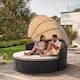 Homall Patio Furniture Outdoor Round Daybed with Retractable Canopy Wicker Sectional Seating with Cushions Separated Seating