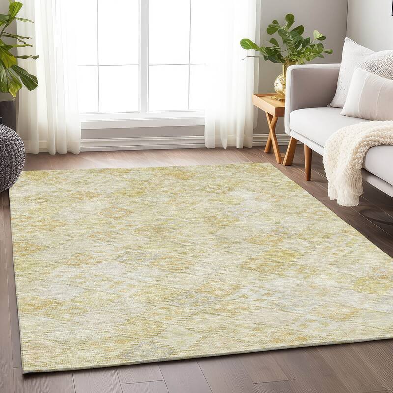 Machine Washable Indoor/ Outdoor Boho Modern Chantille Rug - Linen - 3' x 5'