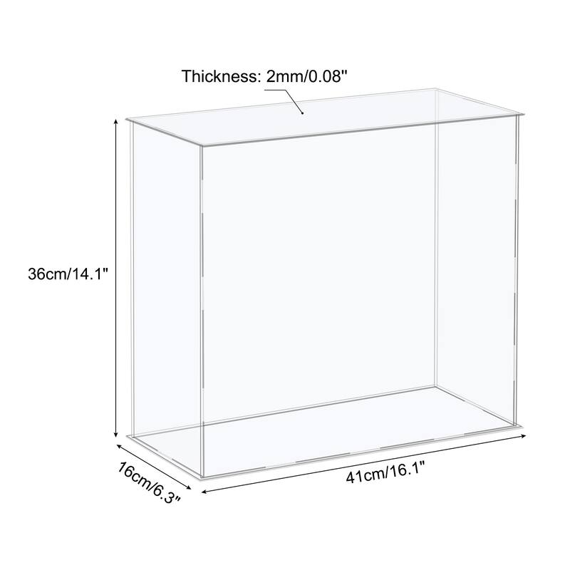 Acrylic Display Case Plastic Box Storage Box Clear Assemble Showcase - 16.1x6.3x14.1 Inch