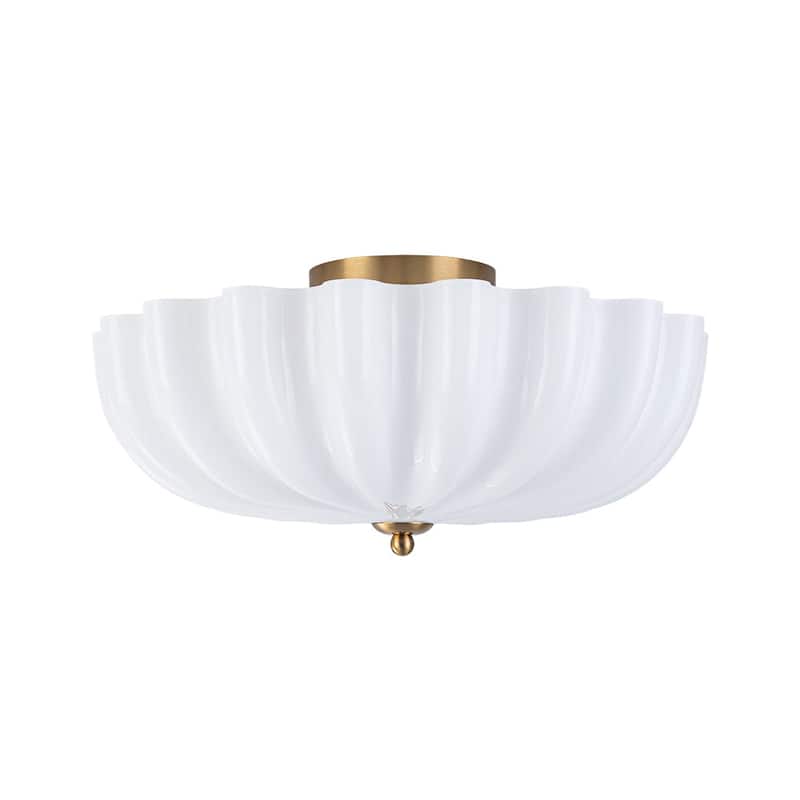 Chic Modern 3-Light Shell Scalloped Glass Semi-Flush Mount - 15 in