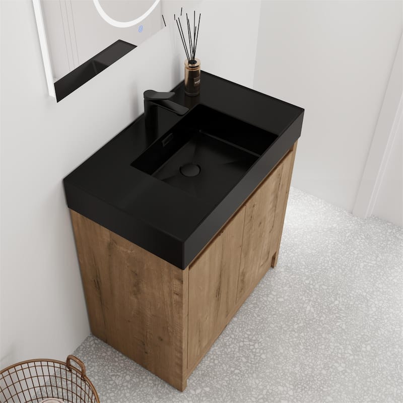 Bathroom Vanity With Sink In 24/30 Inch, Freestanding Bathroom Vanity With Soft Close Door And Adjustable Shelves